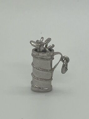 Vtg 925 Sterling Silver Golfing Golfer Theme Golf Clubs & bag Charm